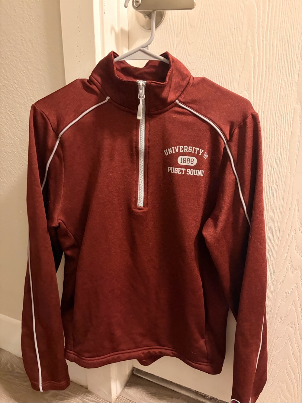 Champion Men's Maroon Half-Zip Pullover with White Piping